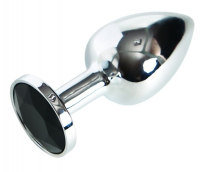 Анальная втулка с кристаллом Medium черный 8 см