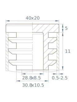 Заглушка 20х40мм прямоугольная для труб пластиковая- 20шт