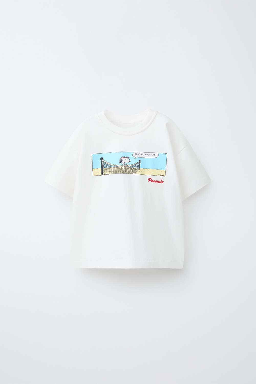 ZARA ФУТБОЛКА С ПРИНТОМ И ВЫШИВКОЙ SNOOPY PEANUTS™, БЕЛЫЙ