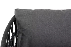 "Диего" диван 2-местный плетеный из роупа, каркас алюминий темно-серый (RAL7024) муар, роуп темно-серый круглый, ткань темно-серая 027