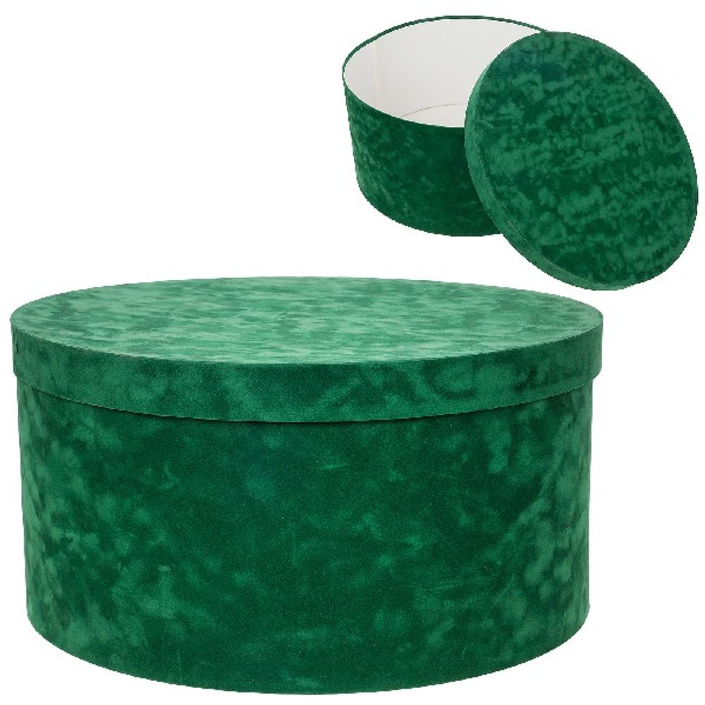 Коробка шляпная (бархат) D60xH30см (Изумруд)