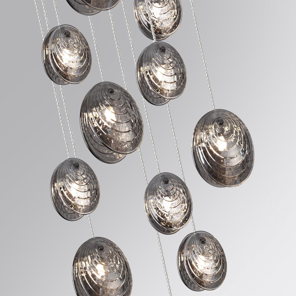 5038/11 MODERN ODL24 000 черный/дымчатый/металл/стекло Люстра каскадная G9 11*40W MUSSELS