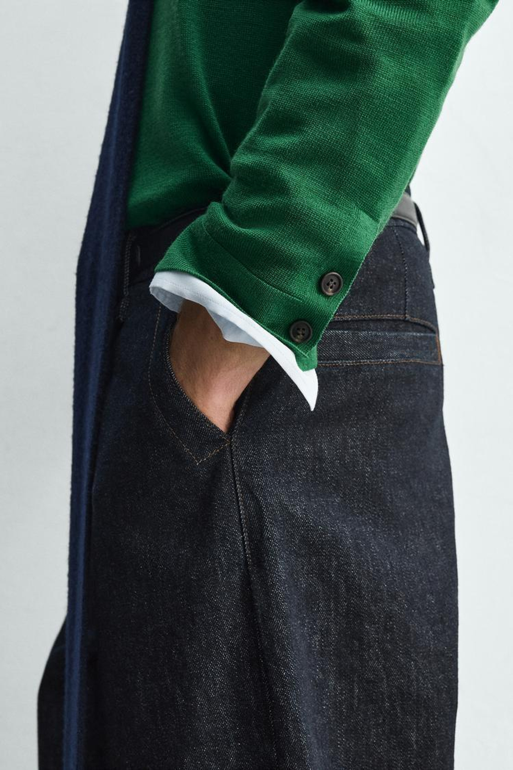 ZARA ПОЛО ИЗ 100% ШЕРСТИ, ЗЕЛЕНЫЙ