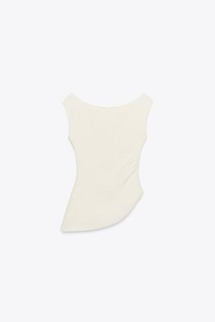 ZARA ТОП ТЕКСТУРНЫЙ СО СБОРКАМИ, ЭКРЮ