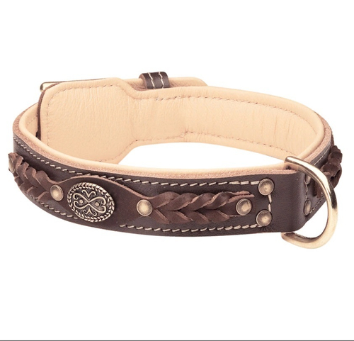 Декоративный ошейник из кожи для собак "WIN A WALK"  коричневый Латунь арт C43 82,5см