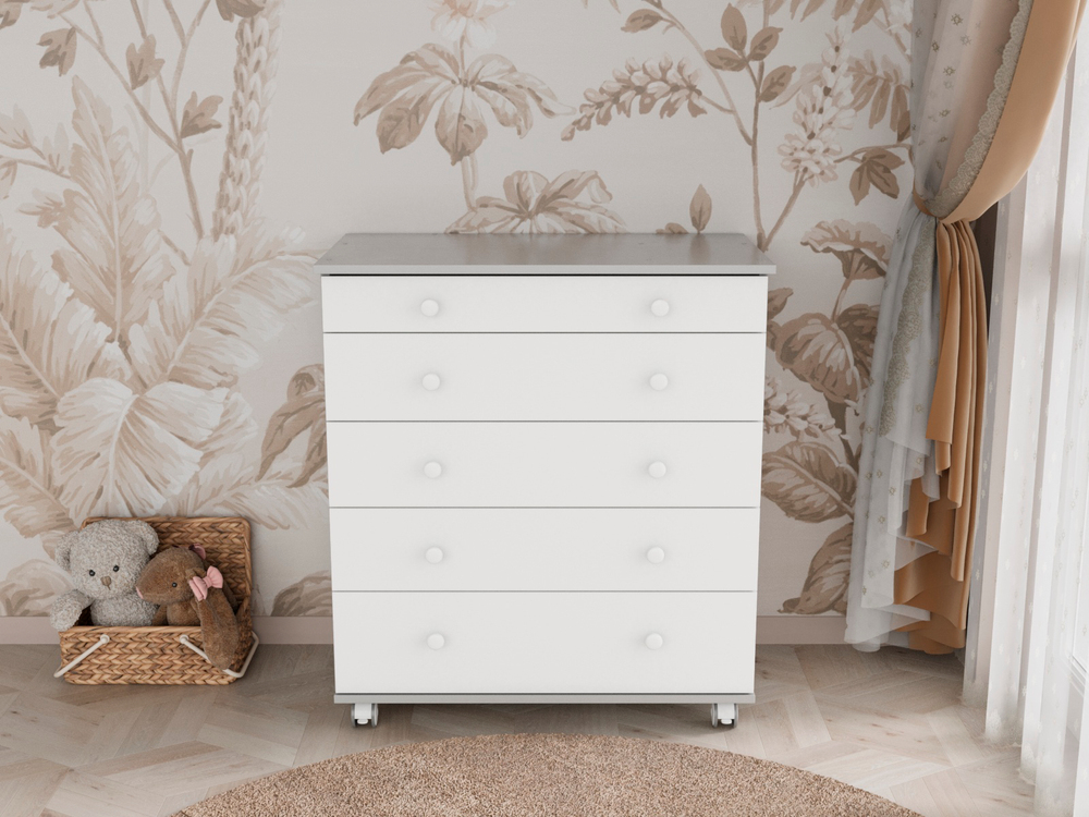 Комод Oskar серый/белый