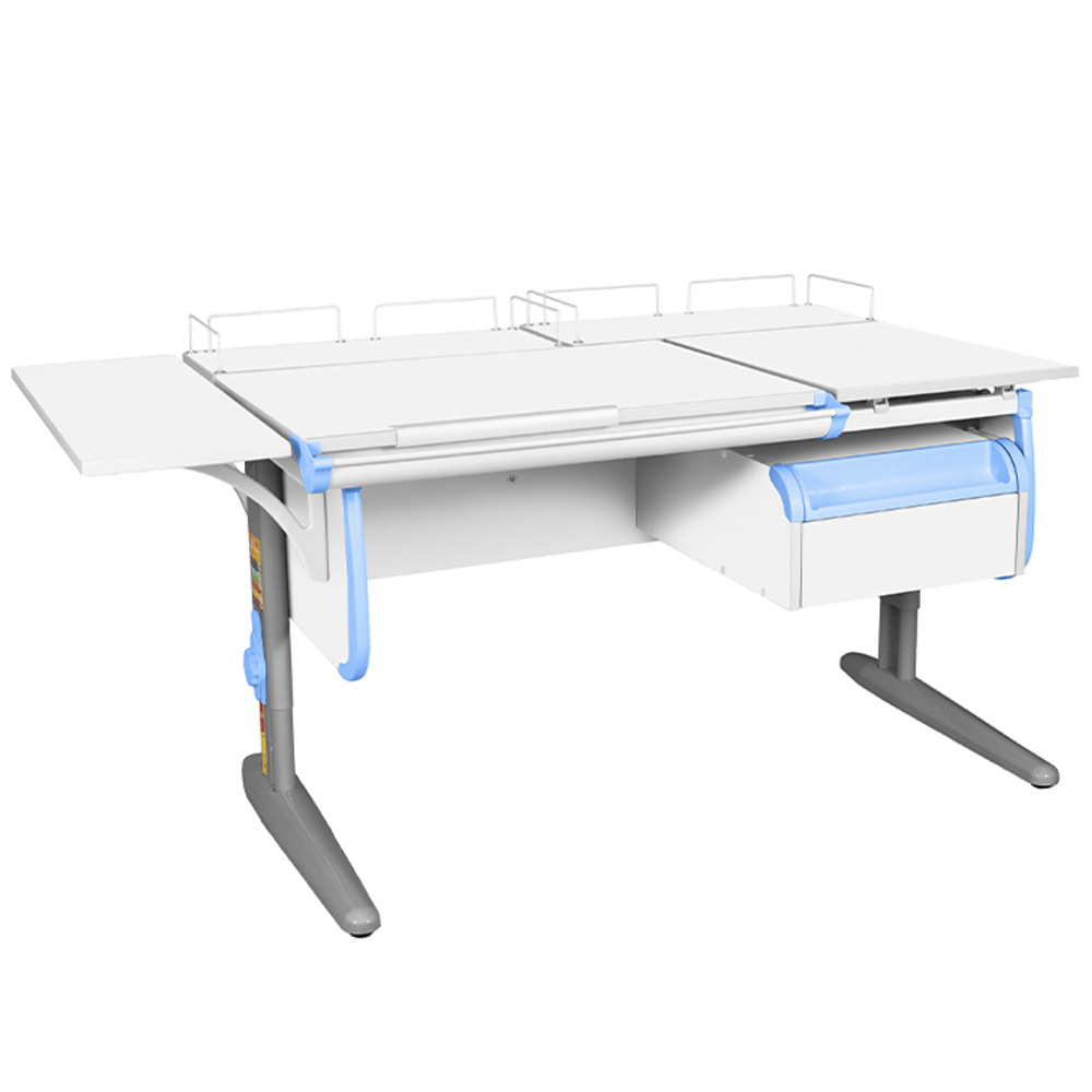 Растущая парта с навесной тумбой, задними и боковой полками Дэми СУТ 25-05-Б1 (1500×880 мм)