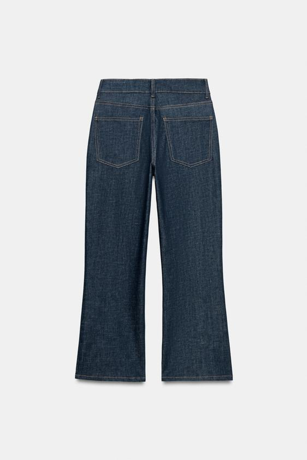 ZARA УКОРОЧЕННЫЕ РАСШИРЕННЫЕ ДЖИНСЫ СО СРЕДНЕЙ ПОСАДКОЙ — ZW COLLECTION, СИНИЙ