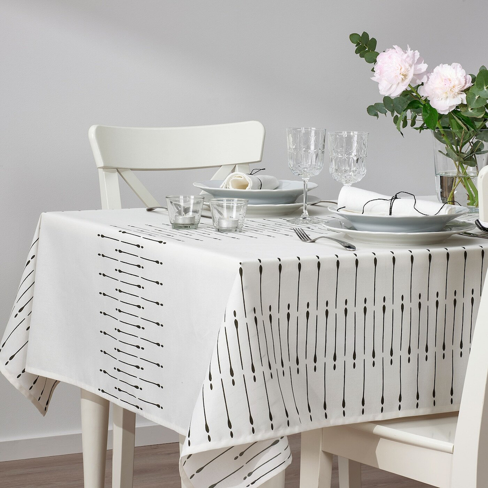 IKEA TUVIRIS  (ИКЕА ТУВИРИС)  -  Скатерть, темно-зеленый/белый узор, 145x240 см