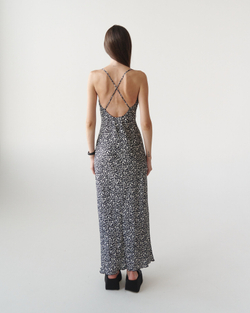 Slip Dress Black Flower