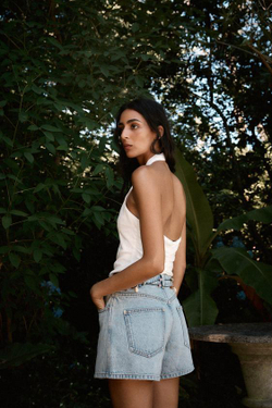 ZARА ШОРТЫ Z1975 MOM FIT С ВЫСОКОЙ ПОСАДКОЙ, ГОЛУБОЙ