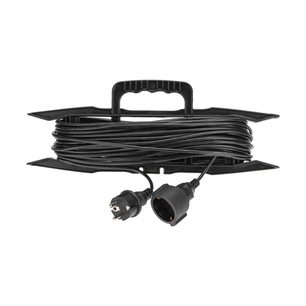 Удлинитель-шнур на рамке ПВС 3х0,75мм², 20м, с/з, 6А, 1300Вт, IP20, черный PROconnect