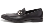 FERRAGAMO GANCINI Leather Loafers Men"s Black