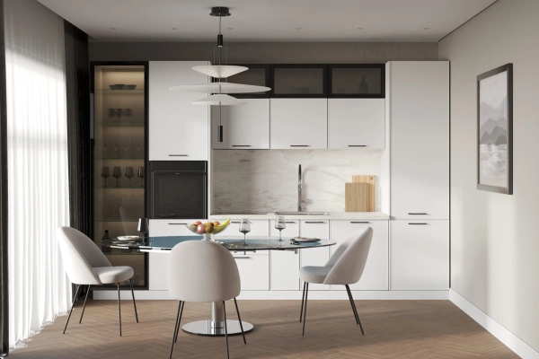 Кухня «Неста» с матовым покрытием PET-PREMIUM (фасады 19 мм, рамочная фрезеровка)