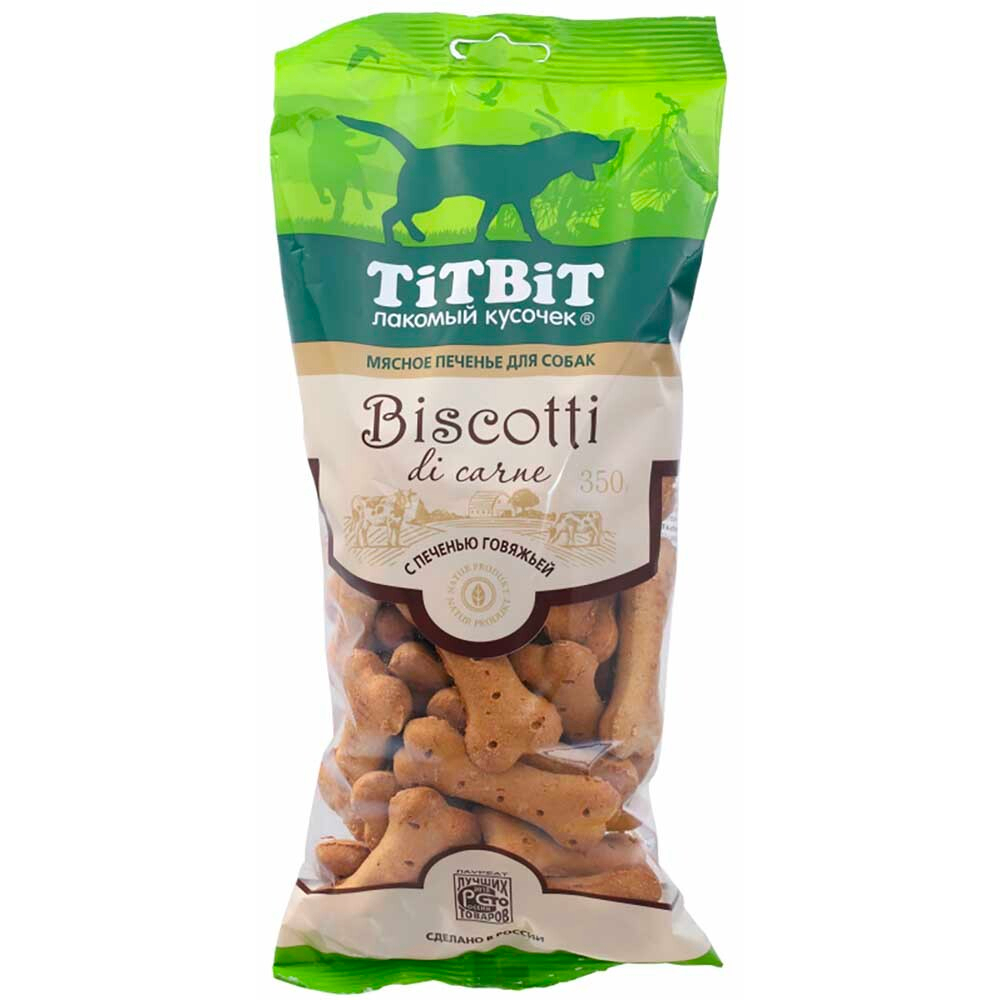 TiTBiT Печенье Бискотти с печенью говяжьей - лакомства для собак, 350 г (3692)