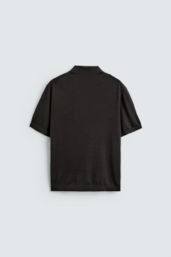 ZARA ПОЛО ИЗ КОНОПЛИ И ХЛОПКА, КОРИЧНЕВЫЙ