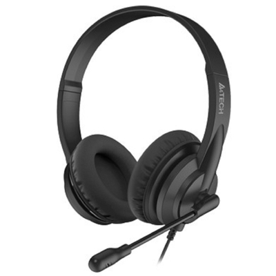 Гарнитура A4Tech HU-10 черный 2м накладные USB