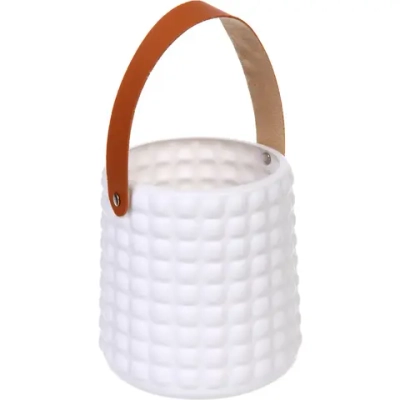 Ваза из пластика «Адель» 14*14,5см клетка, цвет белый