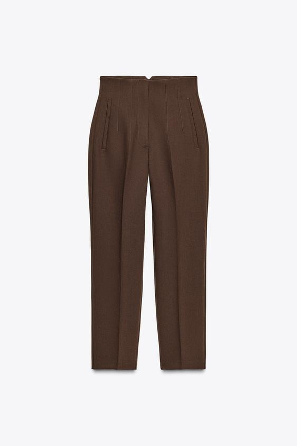 ZARA БРЮКИ С ВЫСОКОЙ ПОСАДКОЙ, КОРИЧНЕВЫЙ