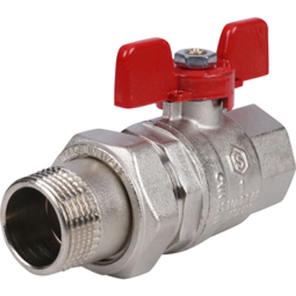 Кран шар. 1" г/ш бабочка Stout + американка Stout