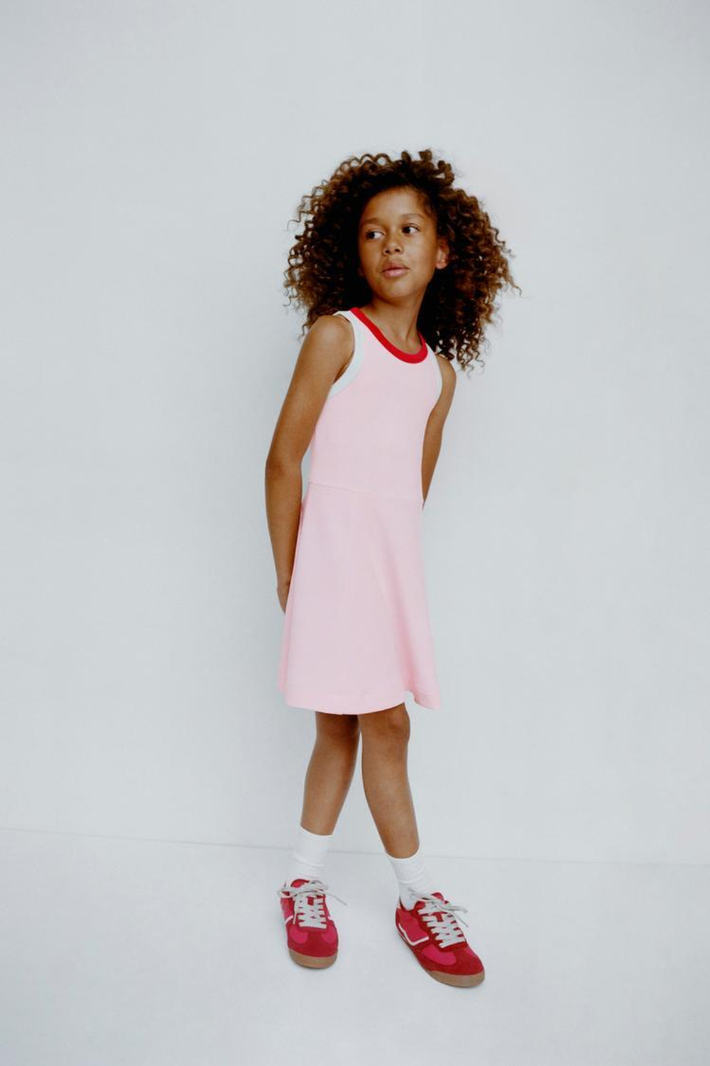 ZARA КОНТРАСТНОЕ ПЛАТЬЕ ИЗ СМЕСОВОГО МОДАЛА, РОЗОВЫЙ