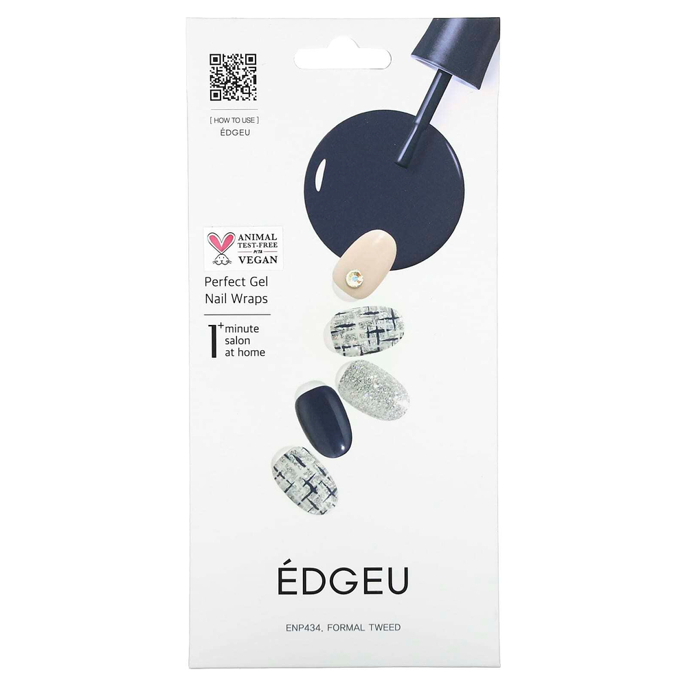 Edgeu, Гелевые обертывания для ногтей Perfect, ENP 434, формальный твид, набор из 23 предметов