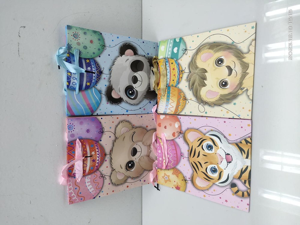 Пакет подарочный "Милые животные" 18*23см*8,5см, 4 вида микс