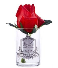 Ароматизированная красная роза в прозрачной вазе, Cote Noire