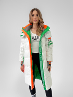 Куртка 397 удлиненная с цветной молнией  со скрытыми заклепками и манжетами на рукавах