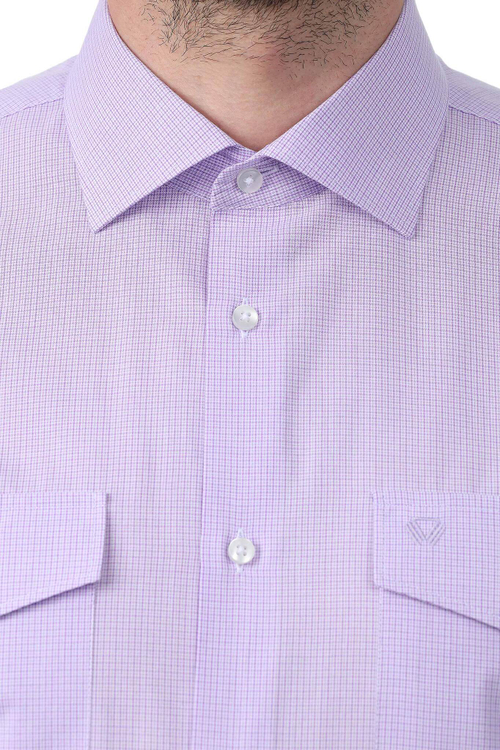 Сорочка мужская VESTER короткий рукав, цвет сиреневый, хлопок/пэ 76614 65