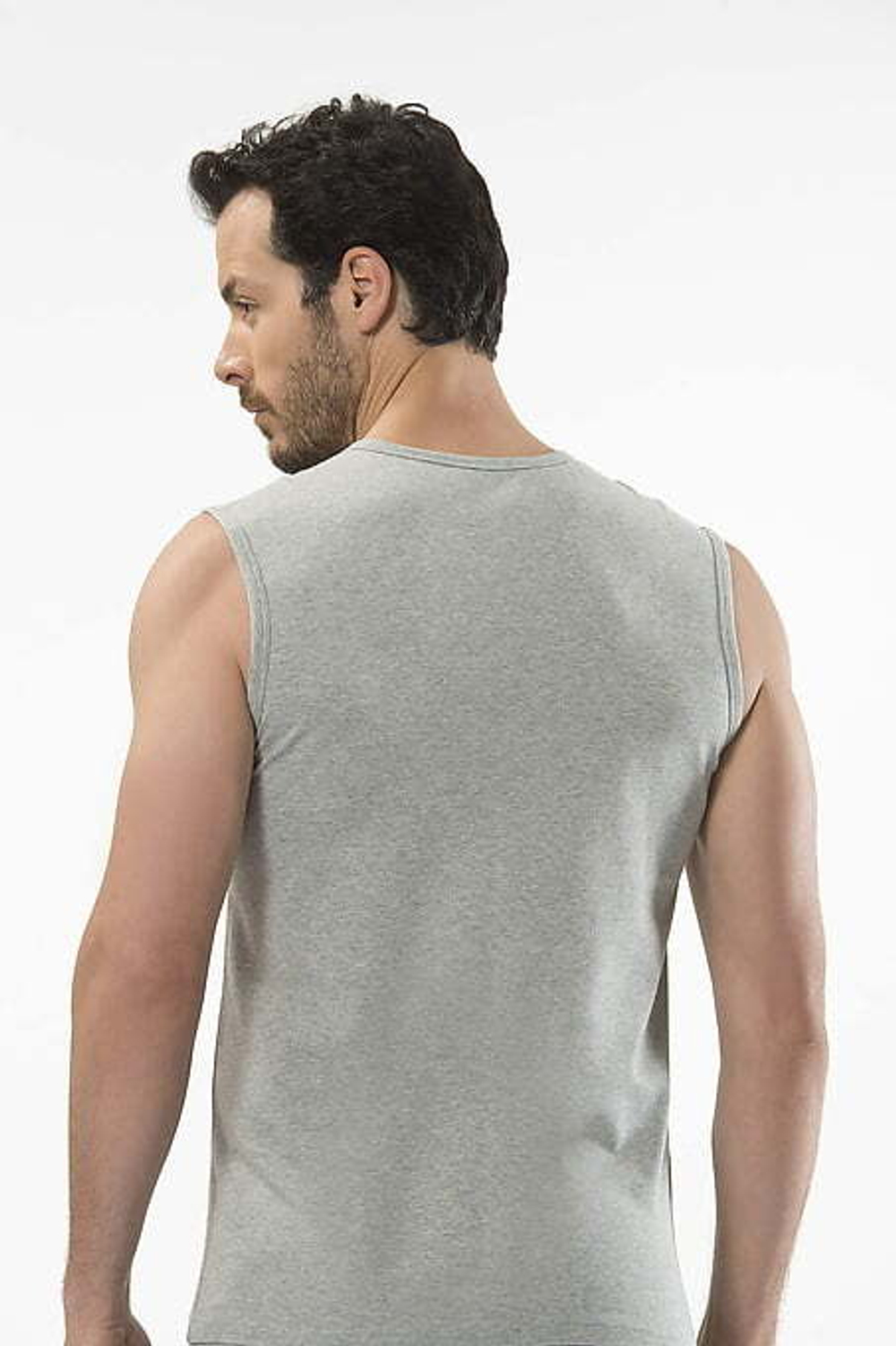Футболка мужская с круглым вырезом без рукавов серый меланж