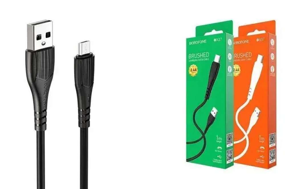 Кабель Borofone BX37 USB-microUSB 2.4A 1м PVC Black