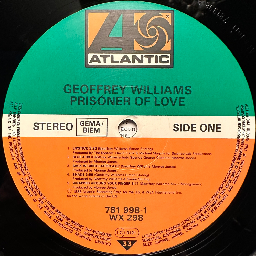 Geoffrey Williams - Prisoner Of Love (Германия 1989г.)