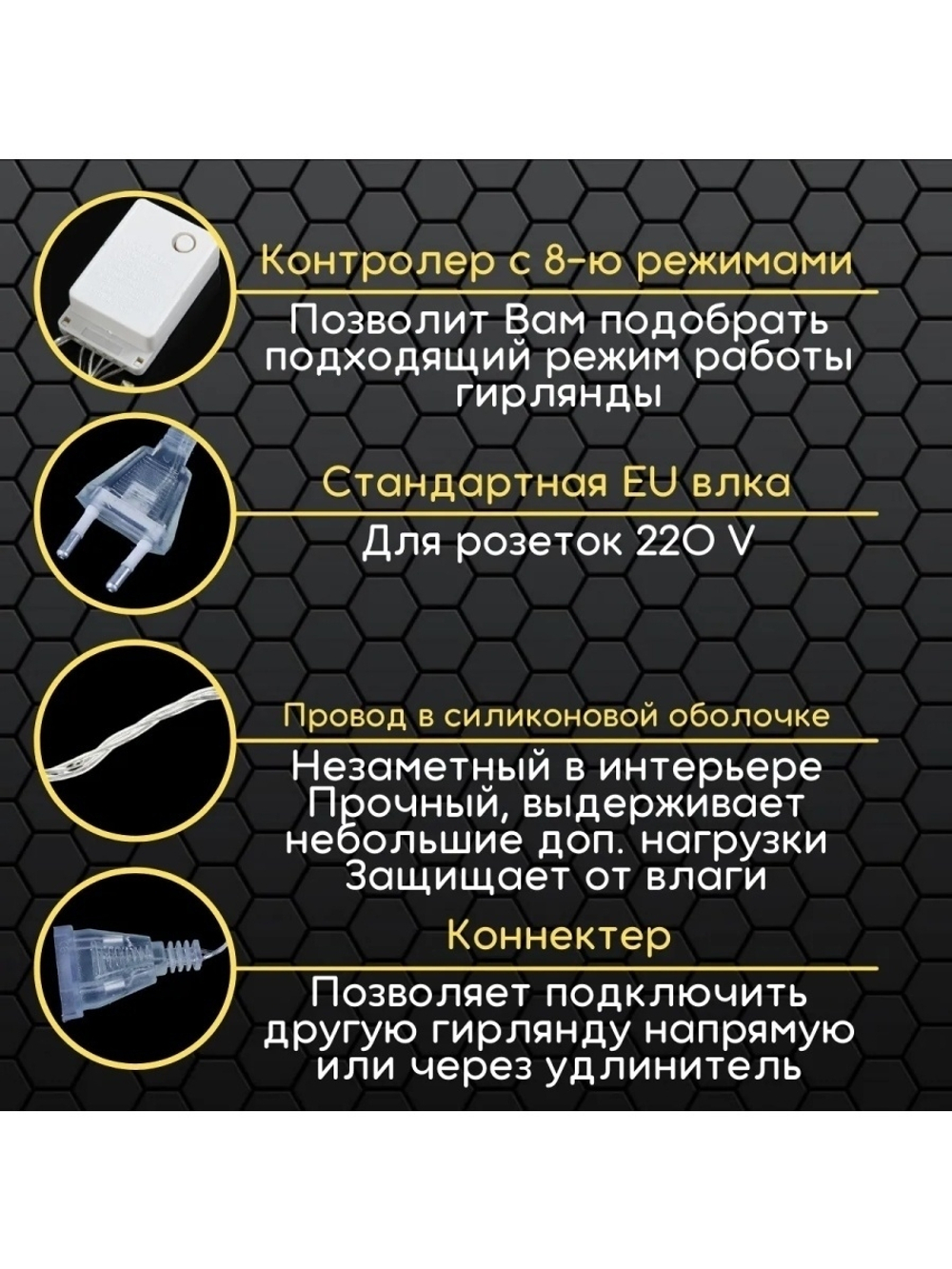 Гирлянда новогодняя штора 3x3/занавес/светодиодная/на окно/дождик