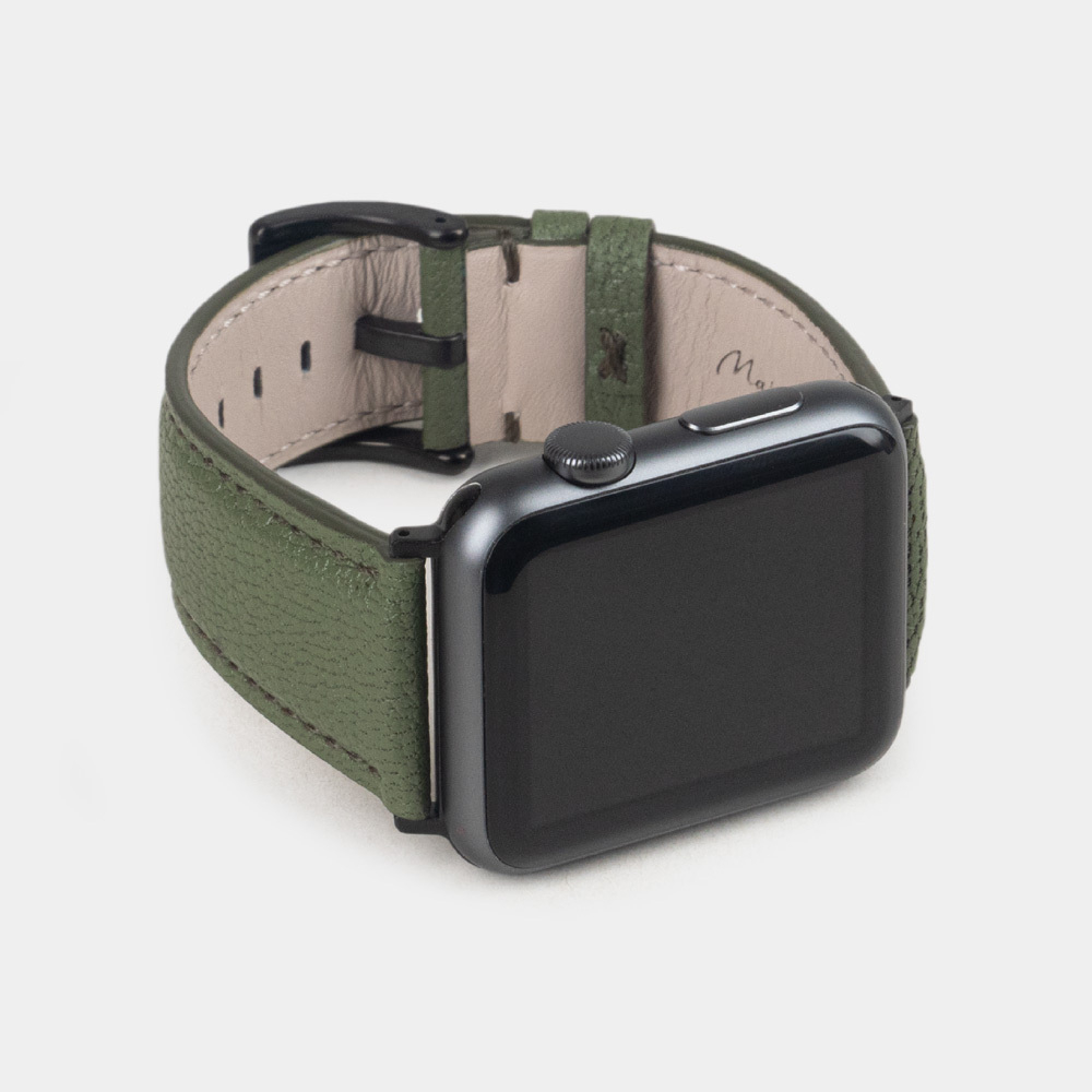 Ремешок для Apple Watch 44/45/46 mm из кожи козы, цвета хаки