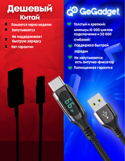 Кабель GoGadget CB003 USB-A/USB-С 1,2 м 6А