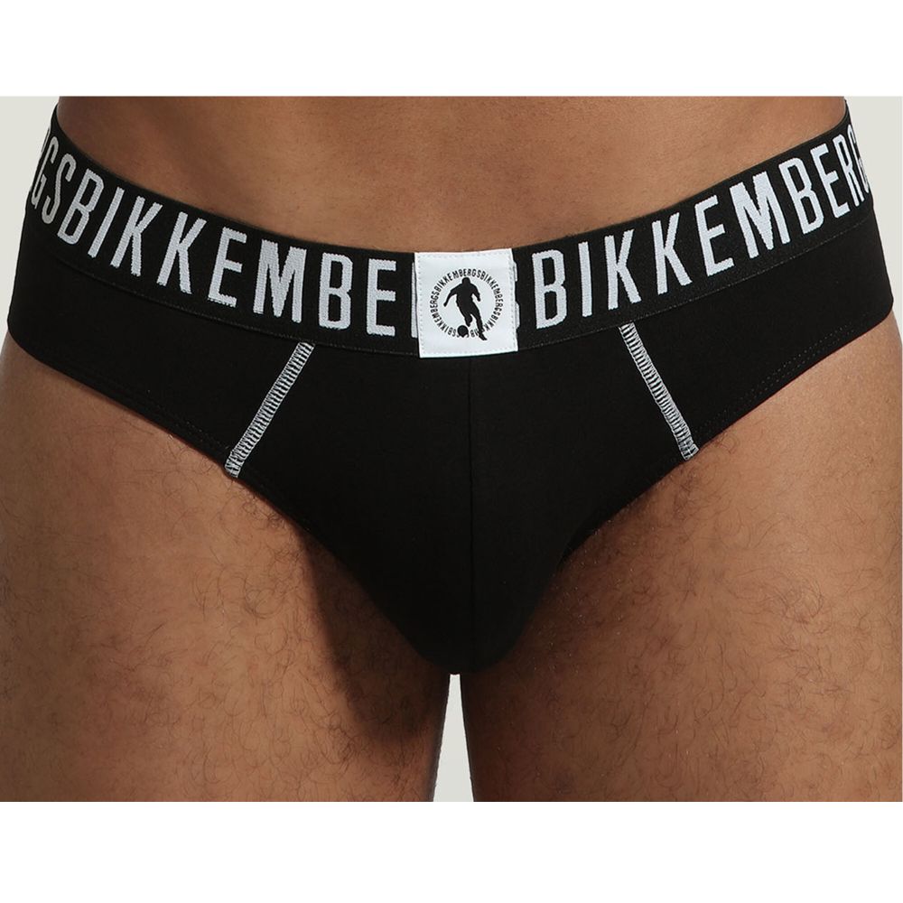 Мужские трусы брифы черные набор 2 в 1 Bikkembergs FASHION PUPINO BKK1USP06BI