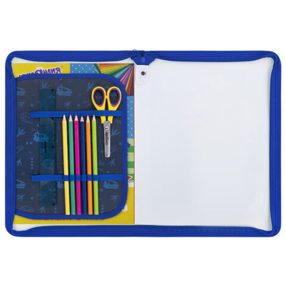 Папка для труда на молнии ЮНЛАНДИЯ А4, 1 отделение, откидная планка, органайзер, "Beware", 272224