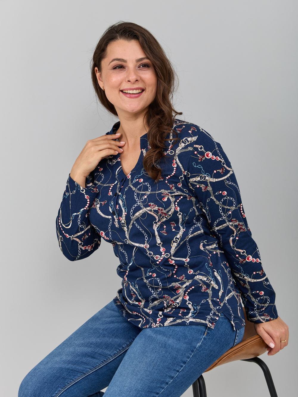 Блузка БЛ-22/синийремни-цепи