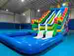 Коммерческий надувной батут-горка с бассейном «Спуск Дракона», 13*6*7,5 м