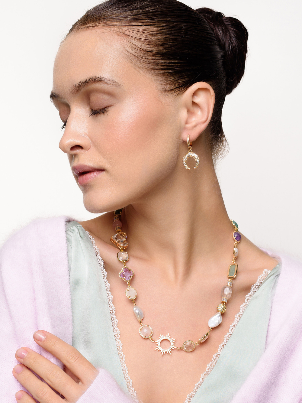 Серьги "Sun and moon" Gold