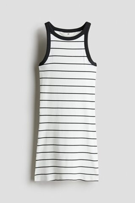 H&M Платье из хлопка в рубчика, белый