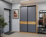 Шкаф-купе МАМА SLIM,125*60, Дуб вотан, Темно-серый