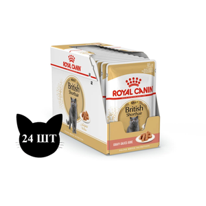Пауч для кошек, Royal Canin British Shorthair Adult, для британских короткошерстных, а также для кошек породы шотландская вислоухая в возрасте от 1 года и старше, (в соусе)