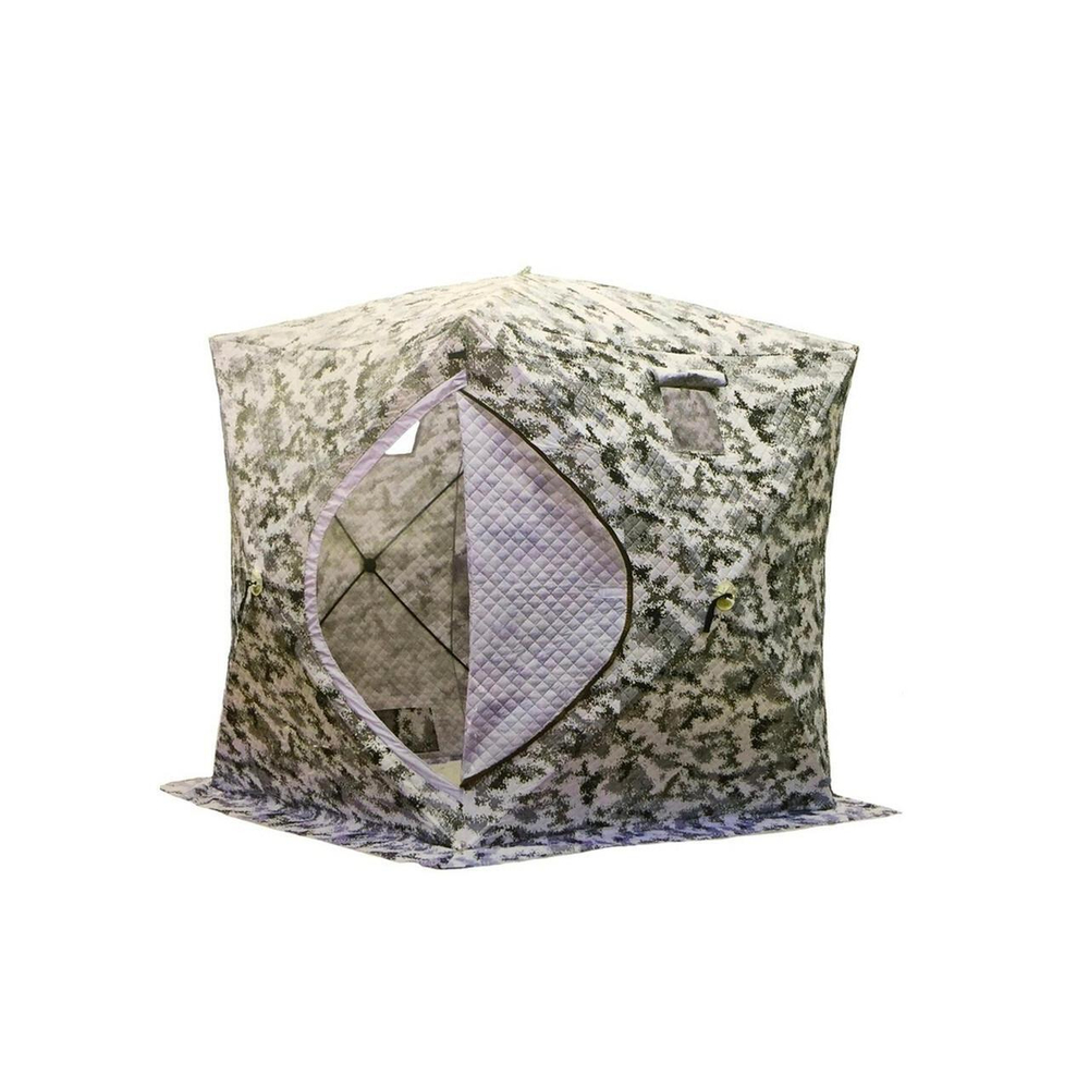 Палатка КУБ 2201 УТЕПЛЕННЫЙ ТРЕХСЛОЙНЫЙ КАМУФЛЯЖ 220x220x230 см