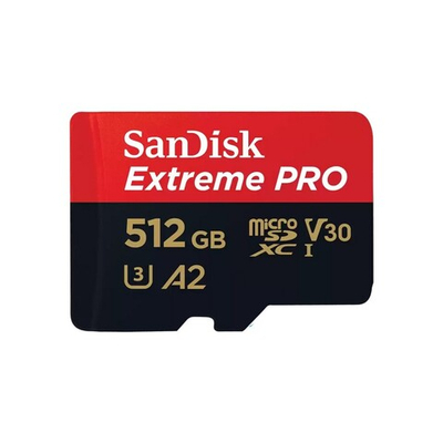 Карта памяти SanDisk Extreme Pro microSDXC 512GB UHS-I U3 V30 A2, R/W 200/140 МБ/с с адаптером