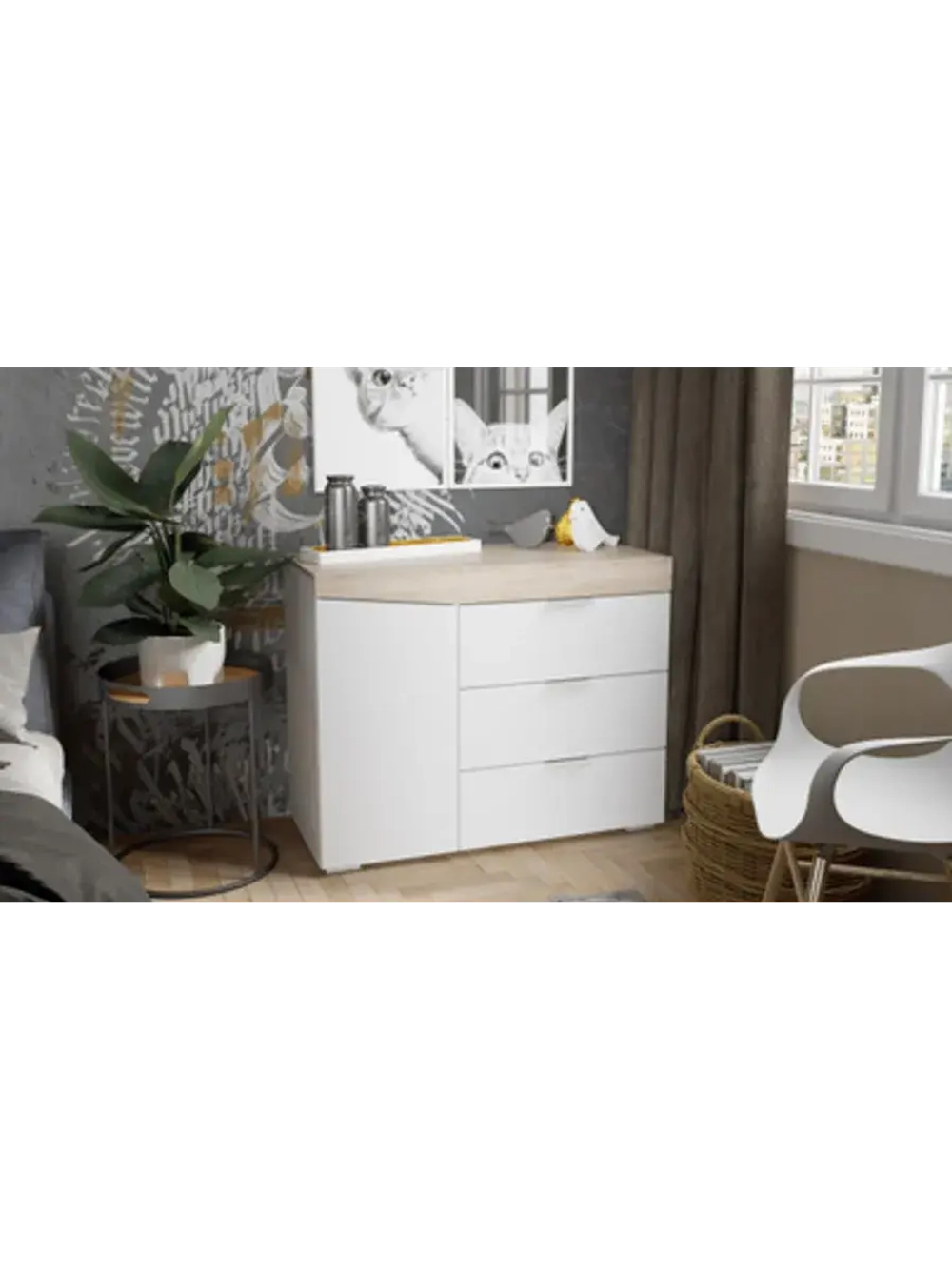 Комод для одежды Дуб Сонома 3 ящика 100х45х79 см