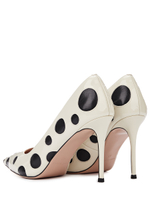 Женские туфли кожаные белые в горох