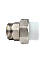 Муфта комбинированная разъемная (Американка) PPR наружная резьба 20х 3/4,  белый, RTP (200/20)