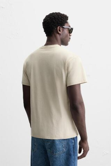 ZARA ФУТБОЛКА С КАРМАНОМ, БЕЖЕВЫЙ